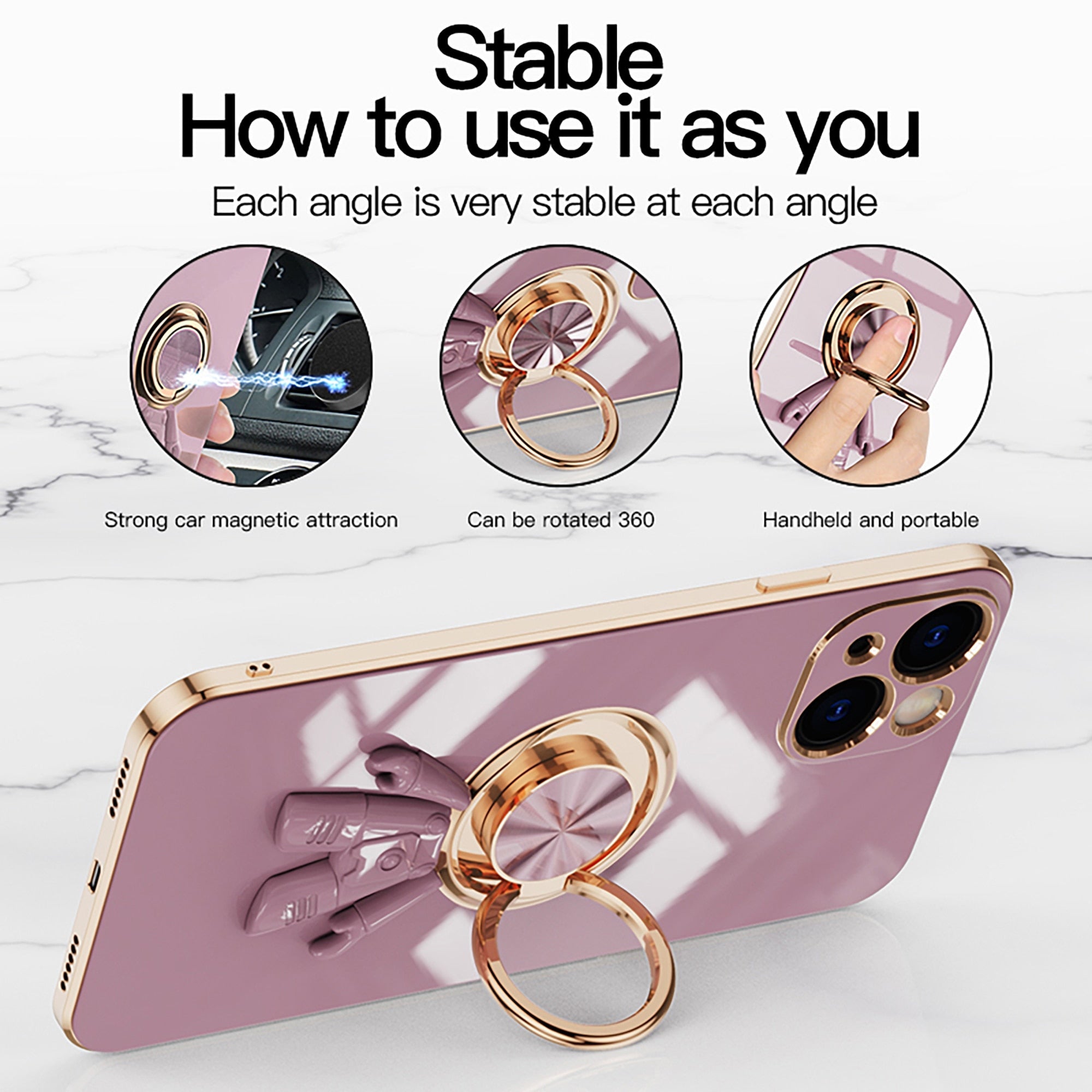 Anymob iPhone Violet Astronaut Magnetic Bracket Phone Case Plating Shell-Mobile Phone Cases-PEROZ Accessories