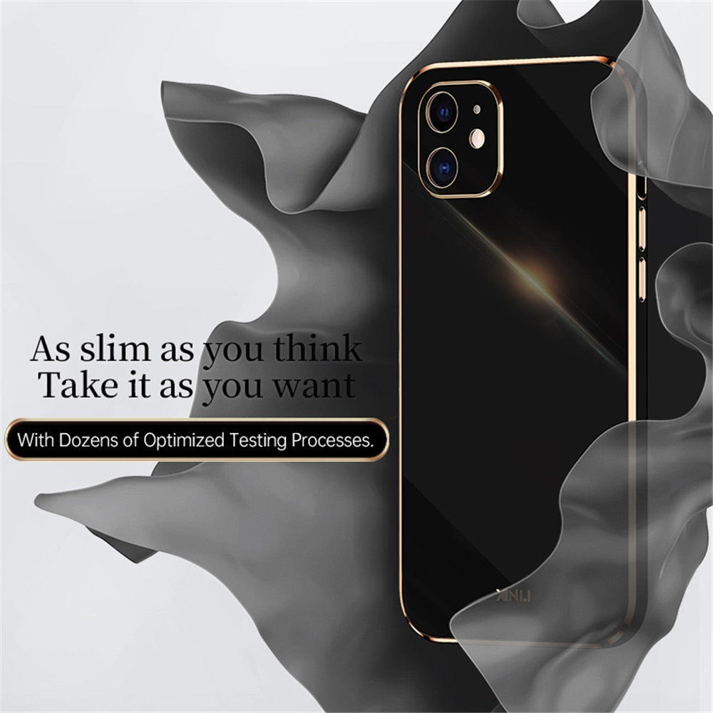 Anymob iPhone Case Nude Plating Square Frame Soft Silicone Cover-Mobile Phone Cases-PEROZ Accessories