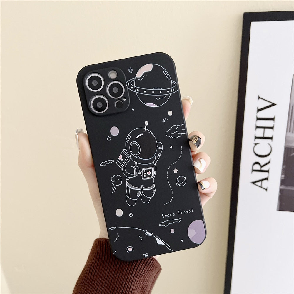 Anymob iPhone Case Black Creative Astronaut Silicon Soft Cover-Mobile Phone Cases-PEROZ Accessories