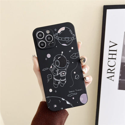 Anymob iPhone Case Black Creative Astronaut Silicon Soft Cover-Mobile Phone Cases-PEROZ Accessories