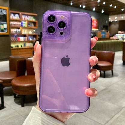 Anymob iPhone Case Pink Diamond Camera Protection Clear Fluorescent Neon Soft Silicone Gel Cover-Mobile Phone Cases-PEROZ Accessories