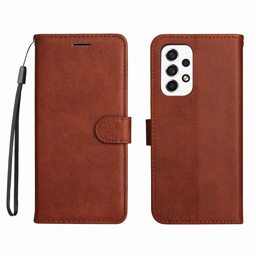 Anymob Samsung Case Brown Luxury Solid Color Flip Leather Funda Mobile Phone Cover Protection-Mobile Phone Cases-PEROZ Accessories