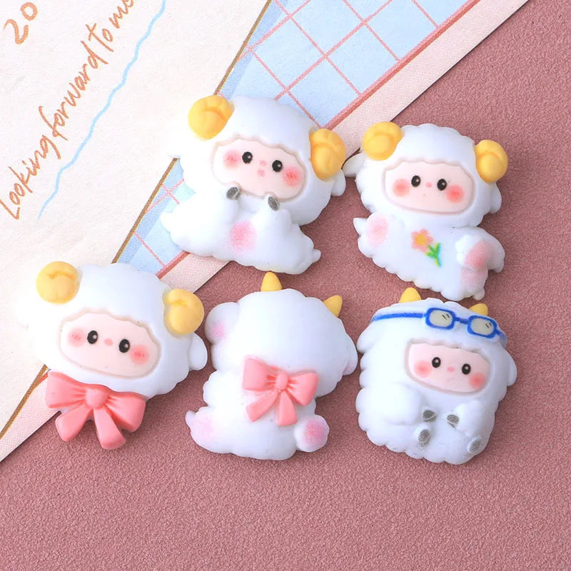 Anykidz Jibbitz Yellow Horned Lamb 5pcs Shoe Charm Accessories Jeans Clogs Pendants Designer Ornament for Crocs-Shoe Accessories-PEROZ Accessories