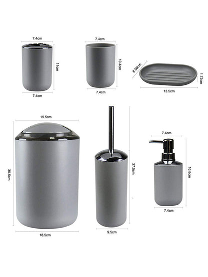 Anyhouz Plastic Bathroom Accessories Sets Apricot Toilet Brush Soap Dish Toothpaste Dispenser Swing Lid Trash Washable for Bath Accessories-Bathroom and Toilet Accessories-PEROZ Accessories