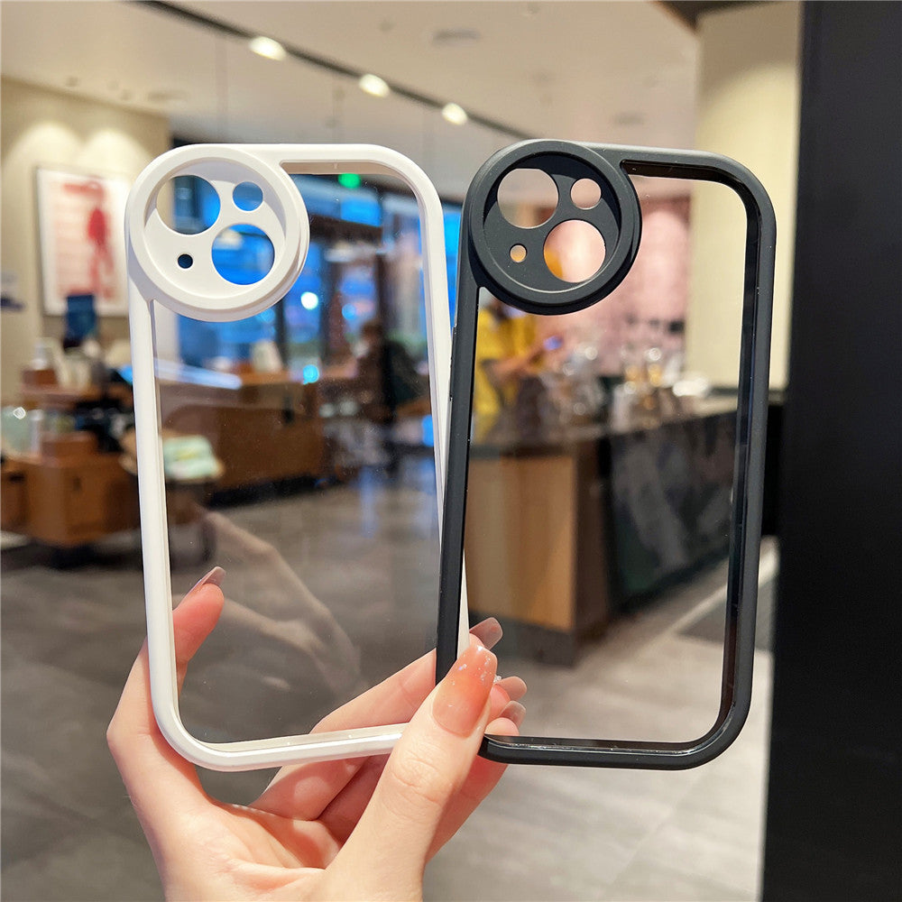 Anymob iPhone Case White Round Camera Protection Shockproof Soft Bumper Frame Mobile Cover iPhone 11 12 Pro Max 13 Pro Max Compatible-Mobile Phone Cases-PEROZ Accessories