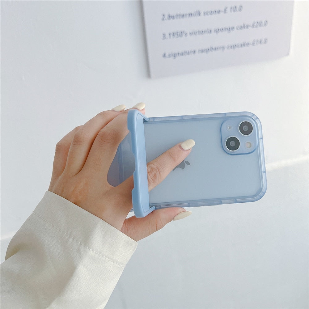 Anymob iPhone Case Yellow Candy Color Stand Holder Bracket Soft Transparent Silicon Shockproof Cover-Mobile Phone Cases-PEROZ Accessories
