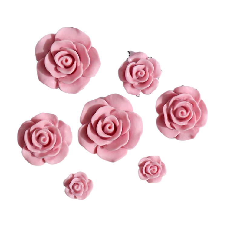 Anykidz Jibbitz Pink Camellias 2pcs Shoe Charm Accessories Jeans Clogs Pendants Designer Ornament for Crocs-Shoe Accessories-PEROZ Accessories