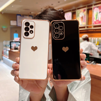 Anymob Samsung Pink With Bronze Plating Silicon Case Love Heart Side Pattern Phone Cover-Mobile Phone Cases-PEROZ Accessories