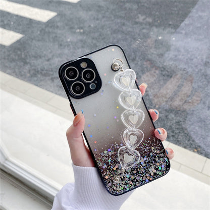 Anymob iPhone Violet Crystal Heart Bracelet Phone Chain Case Glitter Soft Cover-Mobile Phone Cases-PEROZ Accessories