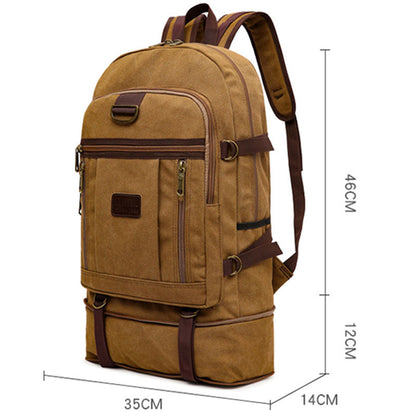 Anypack Backpack Khaki Travel Mountaineering Multi Functional Wear Resistant And Durable Backpack Extra Large Canvas Bag 60 Liters-Backpacks-PEROZ Accessories