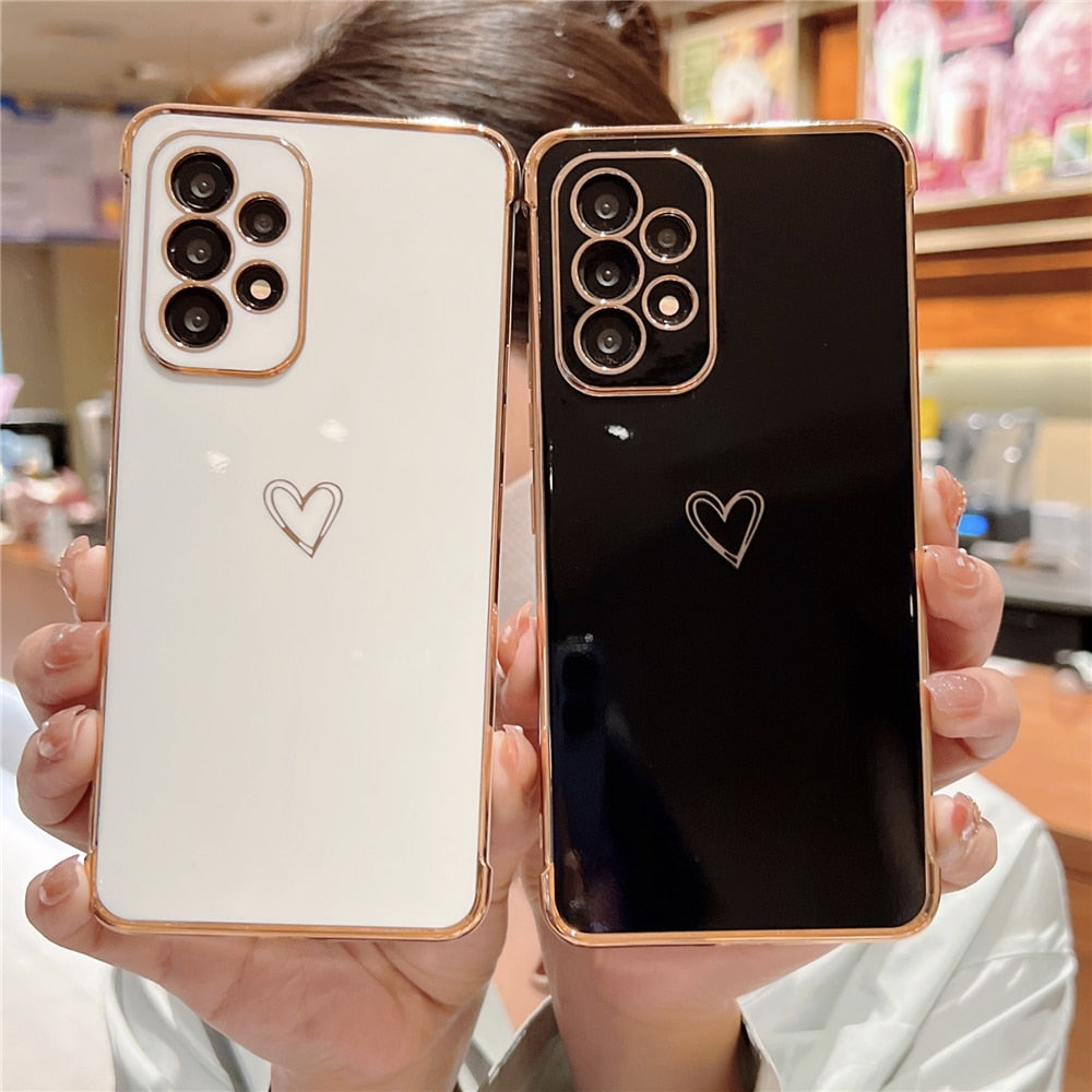 Anymob Samsung White Soft Electroplated Love Heart Phone Case Silicon Cases Cover-Mobile Phone Cases-PEROZ Accessories