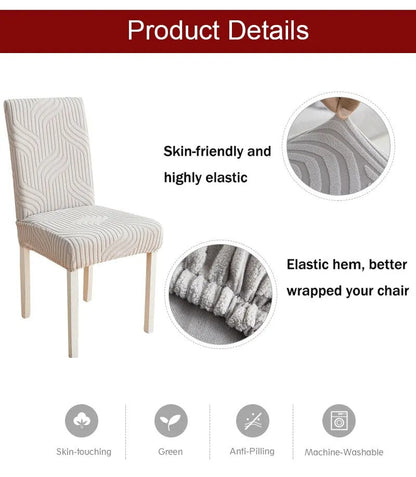 Anyhouz Chair Cover Dark Grey Knitted Lines Design with Anti-Dirt and Elastic Material for Dining Room Kitchen Wedding Hotel Banquet Restaurant-Chair Cover-PEROZ Accessories