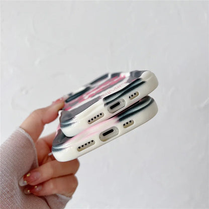 Anymob iPhone Case Shockproof Pink INS Graffiti Art Aesthetic Phone Case Lovely 3D Cream Soft Silicon Cover-Mobile Phone Cases-PEROZ Accessories