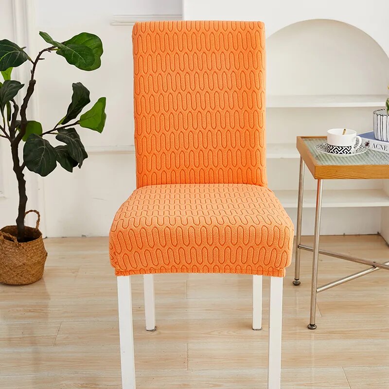 Anyhouz Chair Cover Orange Wavey Lines Design with Elastic Material for Dining Room Kitchen Wedding Hotel Banquet Restaurant-Chair Cover-PEROZ Accessories