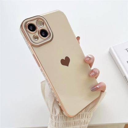 Anymob iPhone Case Blue Plating Love Heart Side Pattern Soft Phone Cover-Mobile Phone Cases-PEROZ Accessories