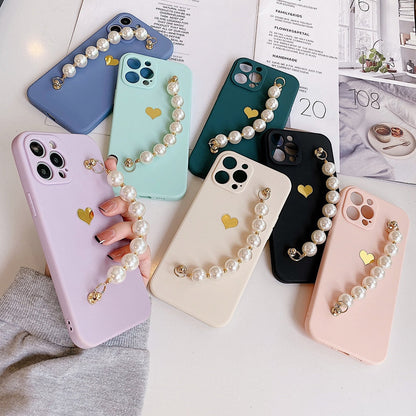 Anymob iPhone Lavender Love Heart Pearl Bracelet Phone Case Mini Soft Silicone Back Cover-Mobile Phone Cases-PEROZ Accessories