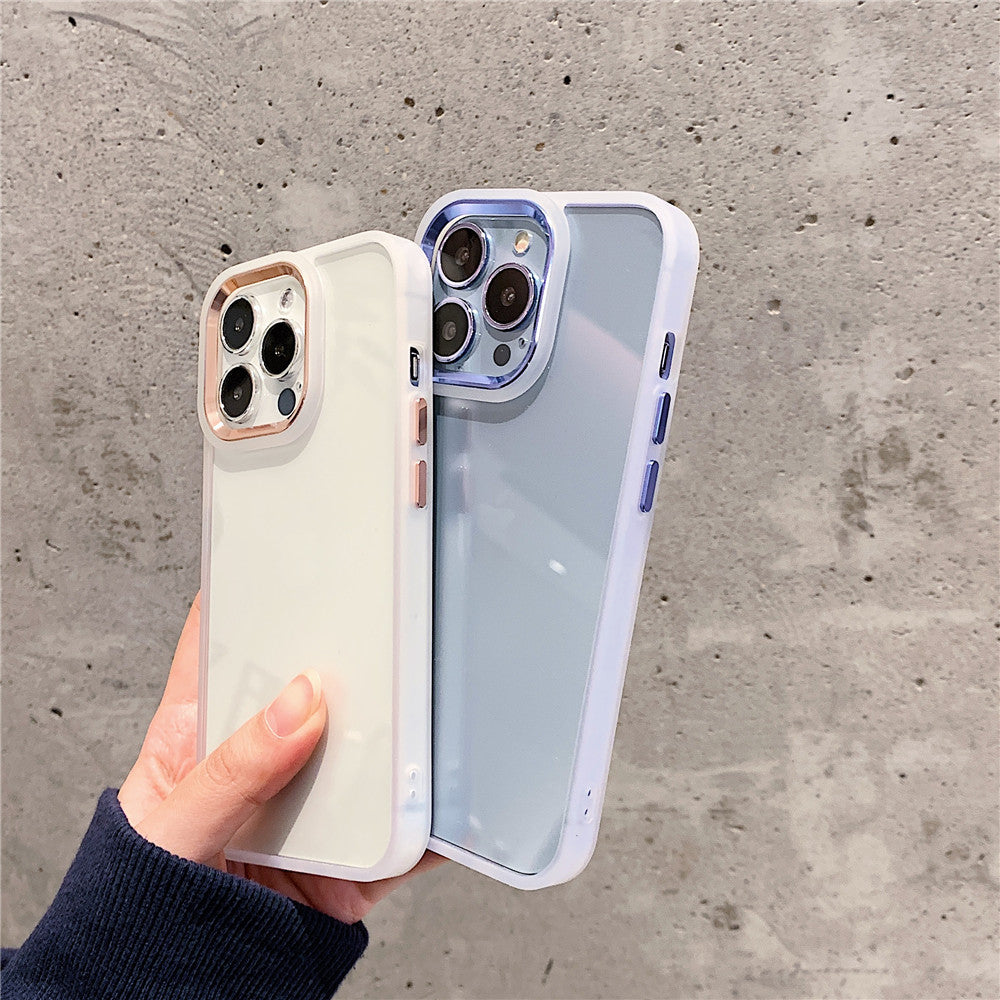 Anymob iPhone Case Black Metal Ridge Transparent Back Cover Black Metal Camera Protection Shockproof Armor Case iPhone13 12 11 Pro Max Compatible-Mobile Phone Cases-PEROZ Accessories