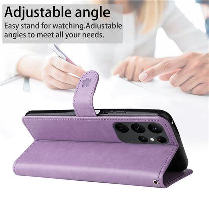 Anymob Samsung Case Purple Flip Leather 3D Cat Embossed PU Leather Wallet Cover Protection-Mobile Phone Cases-PEROZ Accessories