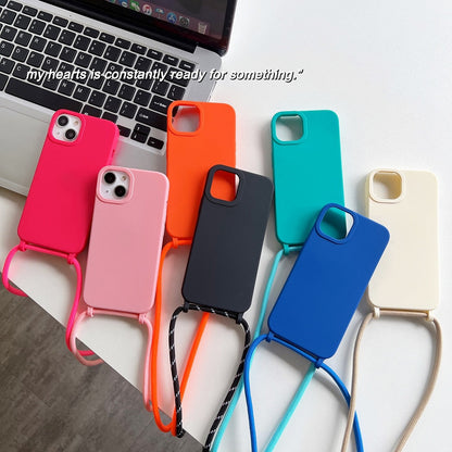 Anymob iPhone Case Pink Crossbody Necklace Strap Lanyard Cord Soft Silicone Cover-Mobile Phone Cases-PEROZ Accessories