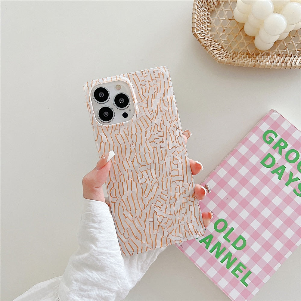 Anymob iPhone Case Ocean Blue Square Shell Texture Shockproof Soft Silicone Cover Bumper-Mobile Phone Cases-PEROZ Accessories