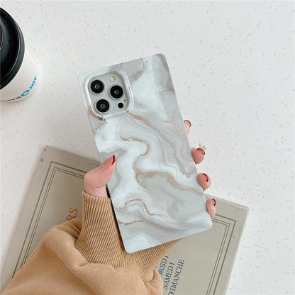 Anymob iPhone Gray Square Marble Phone Case Soft Silicone Shockproof Back Cover-Mobile Phone Cases-PEROZ Accessories