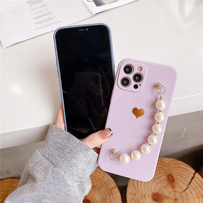 Anymob iPhone Violet Love Heart Pearl Bracelet Phone Case Mini Soft Silicone Back Cover-Mobile Phone Cases-PEROZ Accessories