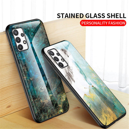 Anymob Samsung Blue Green Marble Pattern Case Shockproof Glass Phone Cover-Mobile Phone Cases-PEROZ Accessories