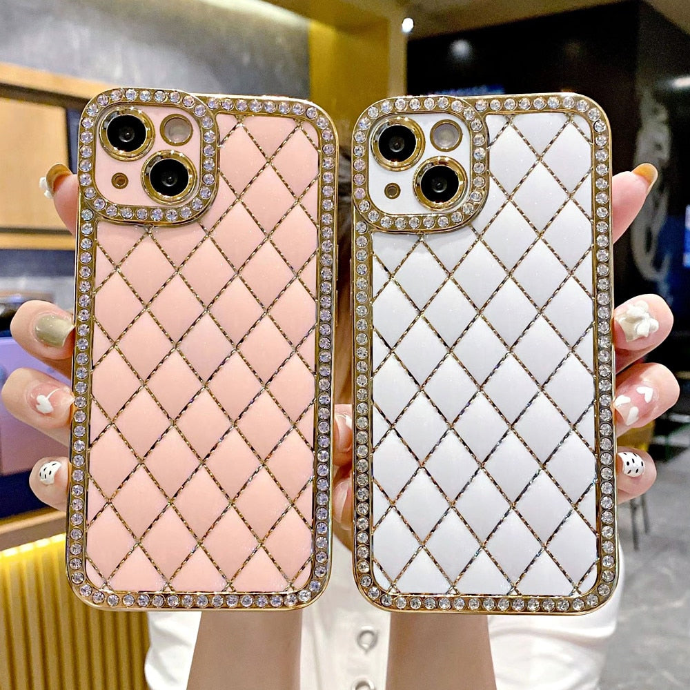 Anymob iPhone Case Black Glitter Bling Diamond Geometry Lens Camera Protection Soft Silicone Cover-Mobile Phone Cases-PEROZ Accessories