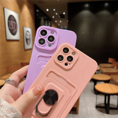 Anymob iPhone Case Pink Hang Strap Cord Lanyard Magnetic Ring Holder Phone Cover Card Bag-Mobile Phone Cases-PEROZ Accessories