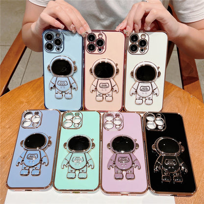 Anymob iPhone Case Black Astronaut Folding Stand Shockproof Bumper Soft Silicone Cover-Mobile Phone Cases-PEROZ Accessories