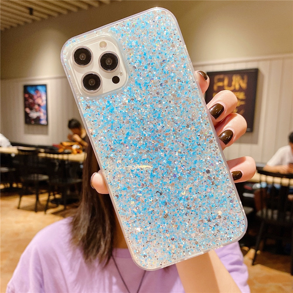 Anymob iPhone Case Yellow Star Glitter Soft Shockproof Silicon Phone Cover Shell-Mobile Phone Cases-PEROZ Accessories