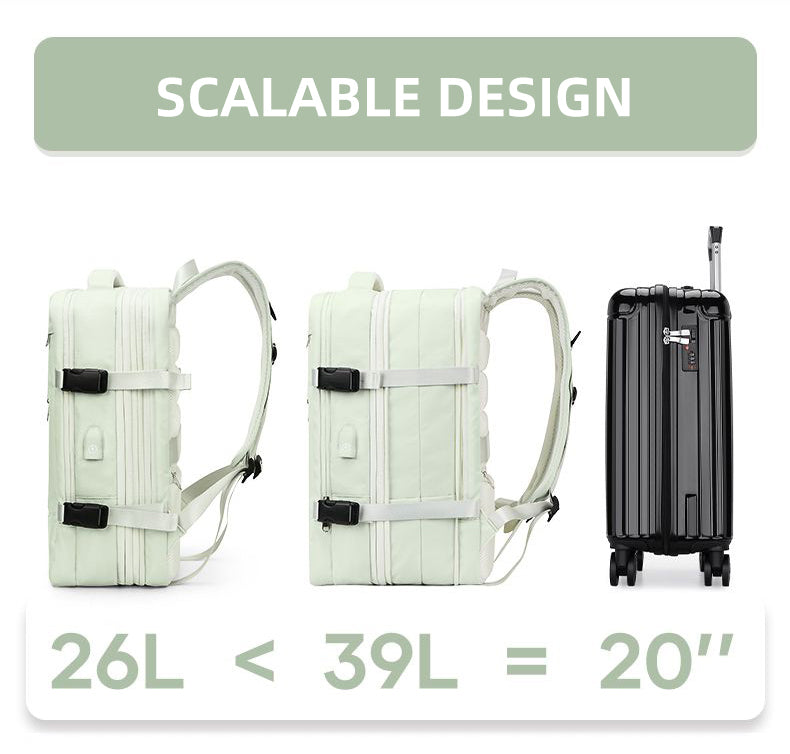 Anypack Backpack Gray Expandable Airplane Travel Bag For Women and Men Laptop Multifunctional Luggage Large Capacity-Backpacks-PEROZ Accessories