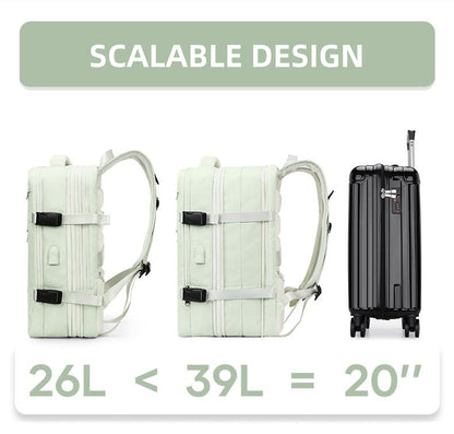 Anypack Backpack Gray Expandable Airplane Travel Bag For Women and Men Laptop Multifunctional Luggage Large Capacity-Backpacks-PEROZ Accessories