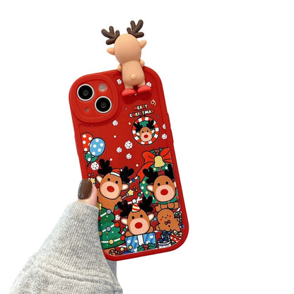 Anymob iPhone Case Red Cute 3D Doll Cartoon Christmas Santa Reindeer Soft Silicon Cover-PEROZ Accessories