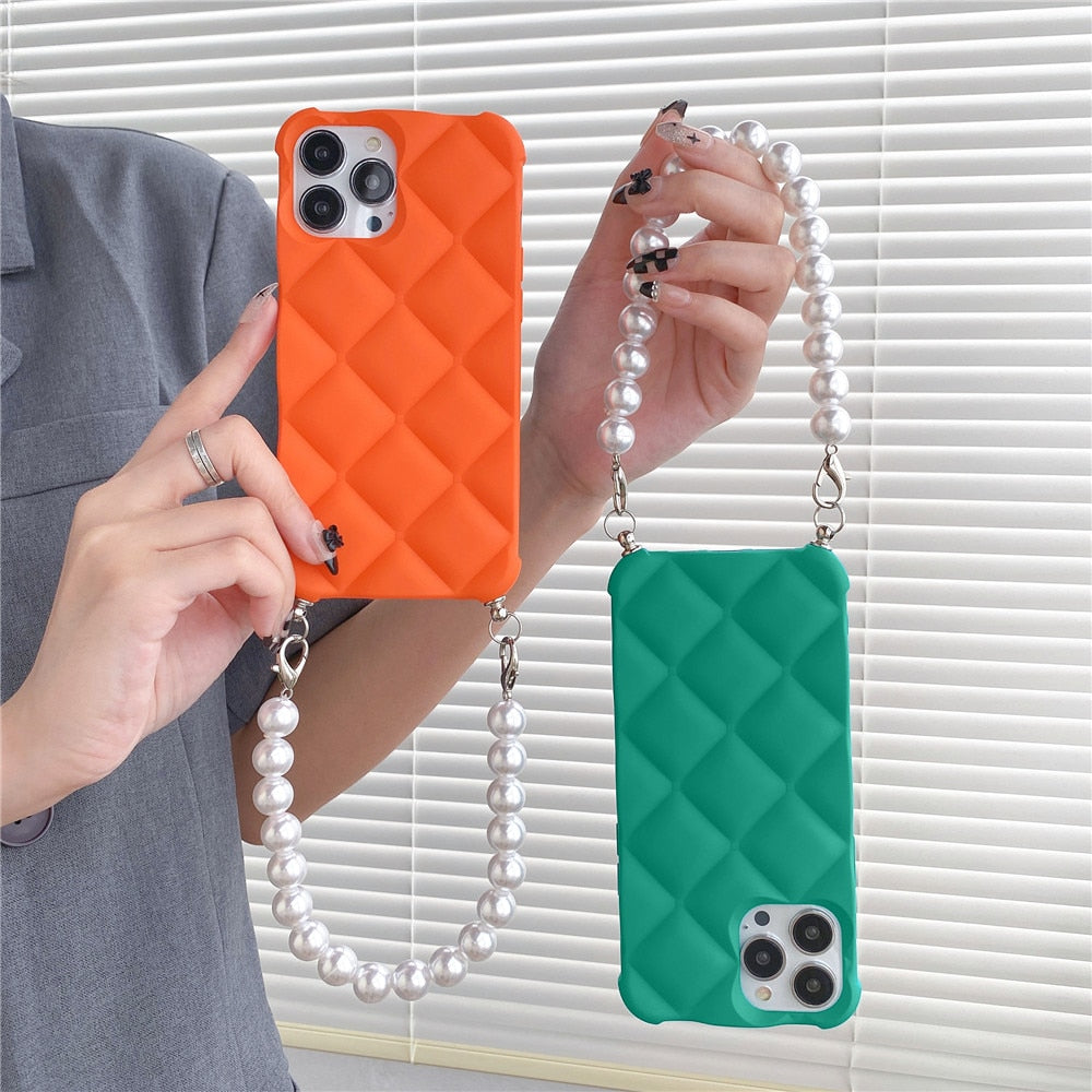 Anymob iPhone Case Blue Simple Geometry Pearl Bracelet Shockproof Soft Silicon Cover-Mobile Phone Cases-PEROZ Accessories