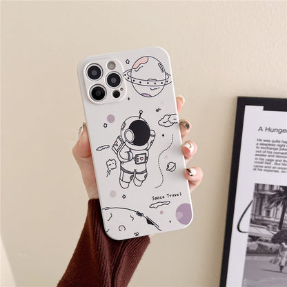 Anymob iPhone Case White Creative Astronaut Silicon Soft Cover-Mobile Phone Cases-PEROZ Accessories