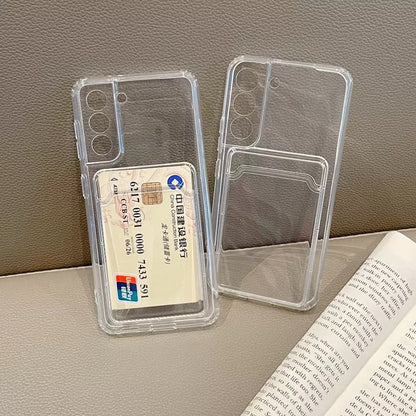 Anymob Samsung Case Transparent Card Holder Bag Shockproof Soft Silicone Phone Cover-Mobile Phone Cases-PEROZ Accessories