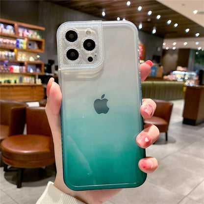 Anymob iPhone Case Yellow Green Gradient Soft Clear Diamond Camera Protection Cover-Mobile Phone Cases-PEROZ Accessories