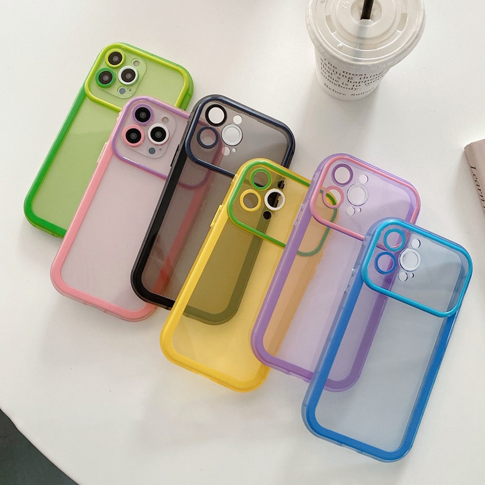 Anymob iPhone Case Blue Colorful Bumper Clear Soft Silicone Transparent Lens Protection Cover-Mobile Phone Cases-PEROZ Accessories
