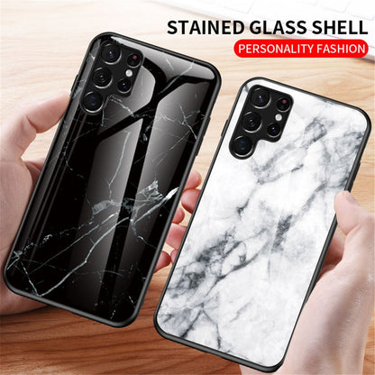 Anymob Samsung Blue Green Marble Pattern Case Shockproof Glass Phone Cover-Mobile Phone Cases-PEROZ Accessories