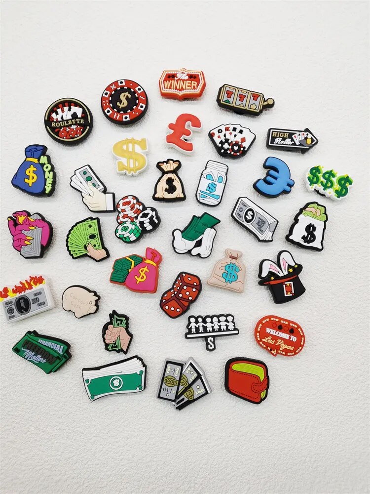 Anykidz 33Pcs Kawaii Money Dollar Ero Theme Shoe Charm Accessories Jeans Clogs Pendants Designer Ornament Jibbitz for Crocs-Shoe Accessories-PEROZ Accessories