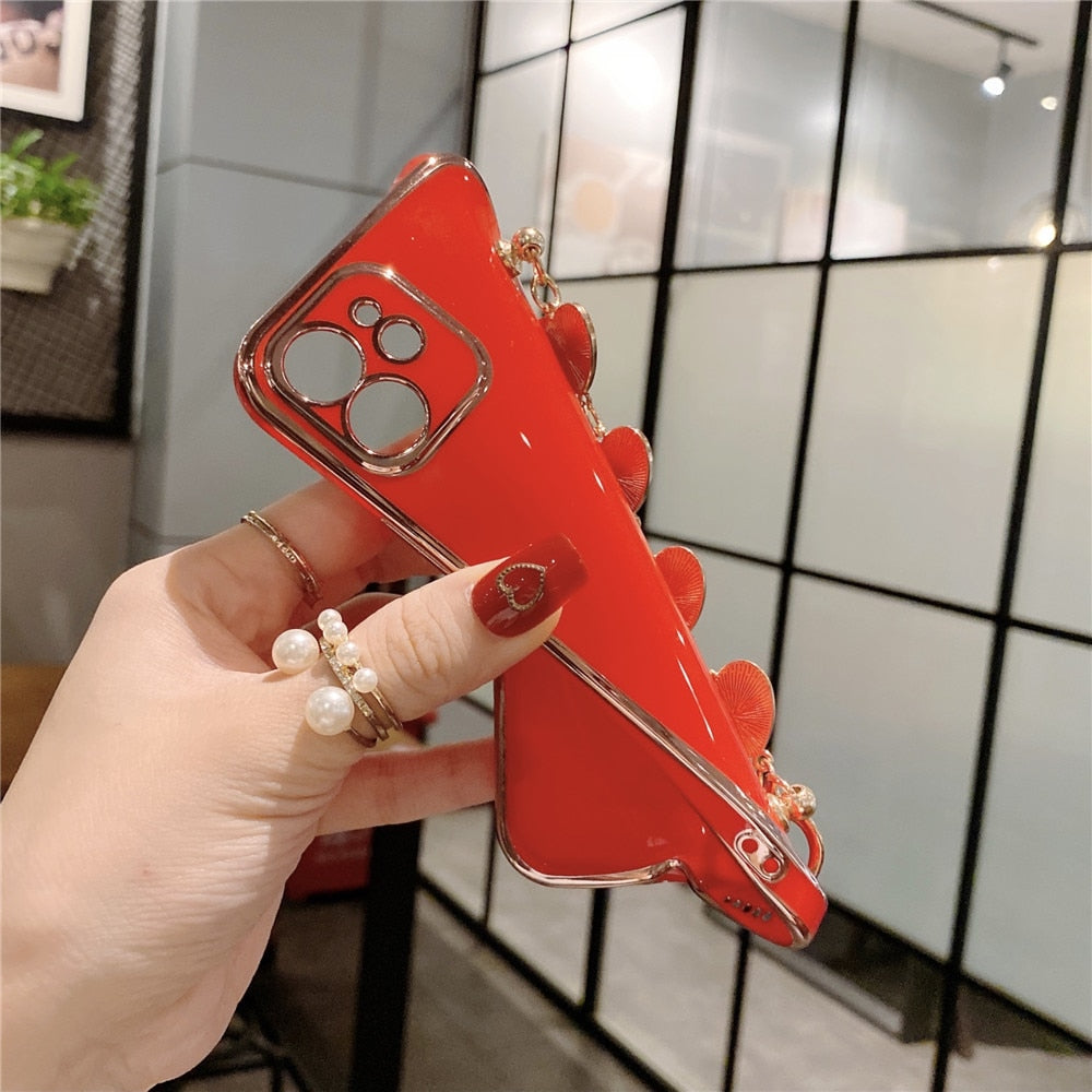 Anymob iPhone Yellow GreenLove Heart Bracelet Chain Soft Case Plating Phone Cover-Mobile Phone Cases-PEROZ Accessories
