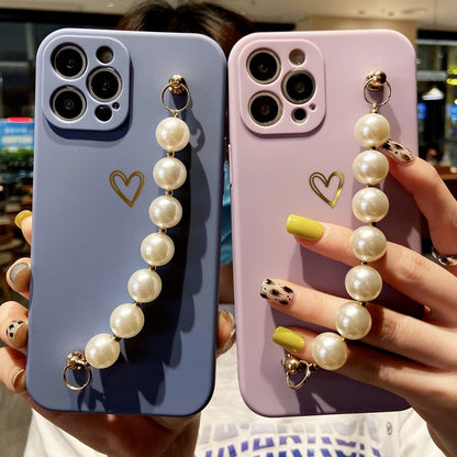 Anymob iPhone Case Purple Soft Pearl Bracelet Love Heart Silicone Bumper Cover-Mobile Phone Cases-PEROZ Accessories