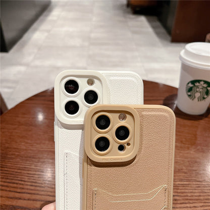 Anymob iPhone Case Brown Crossbody Necklace Strap Lanyard with Card Holder Silicone Cover-Mobile Phone Cases-PEROZ Accessories