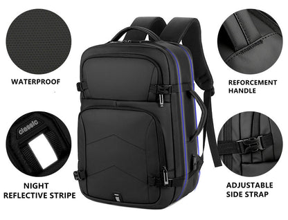 Anypack Backpack Grey Large 15.6 inch Laptop Luggage Rucksack Waterproof Bag Pack USB Charging Travel Camera Student Bag-Backpacks-PEROZ Accessories