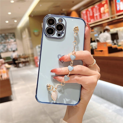 Anymob iPhone Dirty White Love Heart Bracelet Chain Phone Case Max Soft Silicone Cover-Mobile Phone Cases-PEROZ Accessories