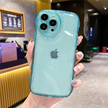 Anymob iPhone Teal Transparent Fluorescent Curly Wave Case Shockproof Silicone Cover-Mobile Phone Cases-PEROZ Accessories