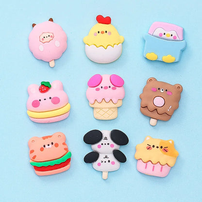 Anykidz Jibbitz Snack Animals 9pcs Shoe Charm Accessories Jeans Clogs Pendants Designer Ornament for Crocs-Shoe Accessories-PEROZ Accessories