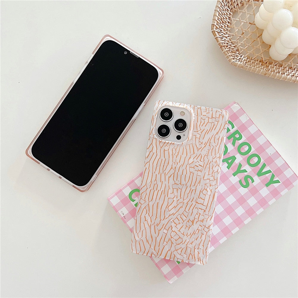 Anymob iPhone Case Ocean Blue Square Shell Texture Shockproof Soft Silicone Cover Bumper-Mobile Phone Cases-PEROZ Accessories