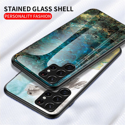 Anymob Samsung Black Marble Pattern Case Shockproof Glass Phone Cover-Mobile Phone Cases-PEROZ Accessories